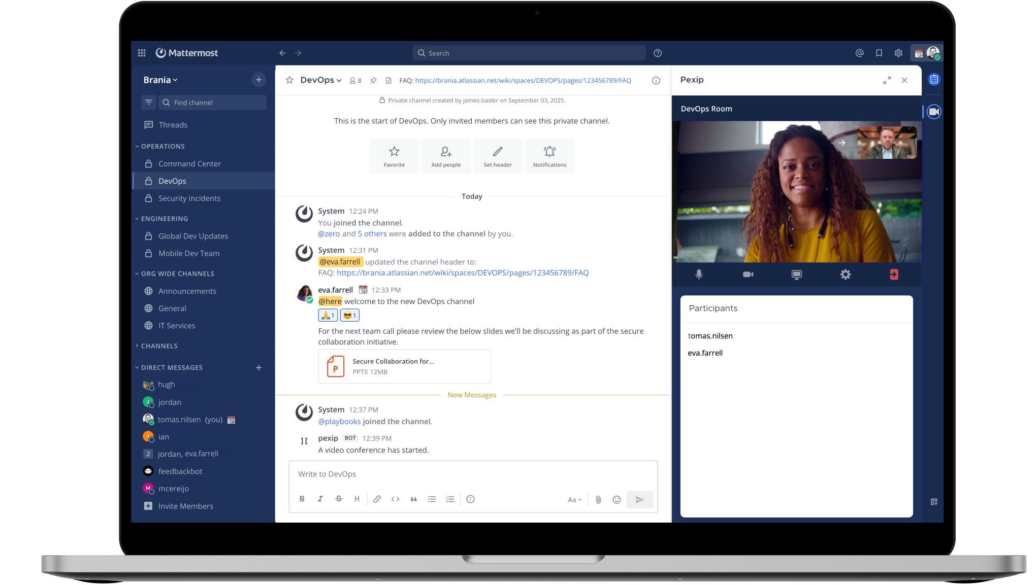 Pexip-Mattermost-Secure-Chat-UI-Laptop