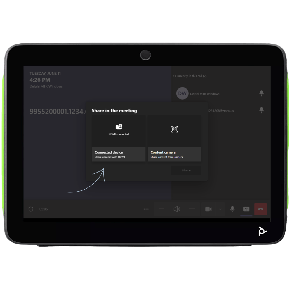 Microsoft-Teams-Rooms-pad-with-share-content-via-in-room-HDMI-cable.